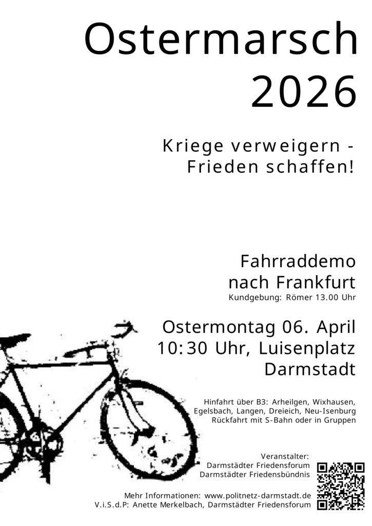 Ostermarsch - Fahrrad-Friedens-Sternfahrt nach Frankfurt @ Luisenplatz