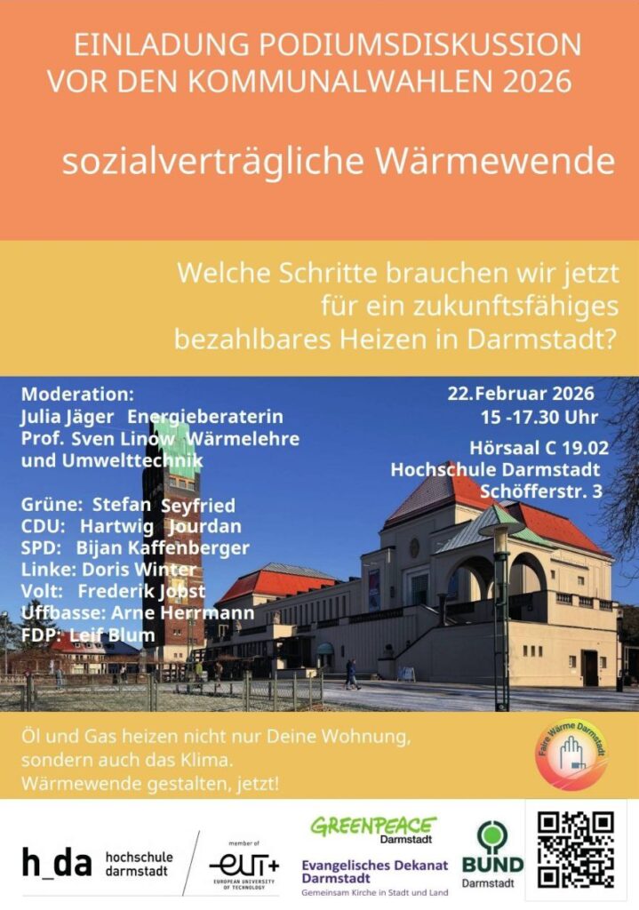 Podiumsdiskussion zu Klima und Wärmeplanung @ h_da, Gebäude C19, Raum 02